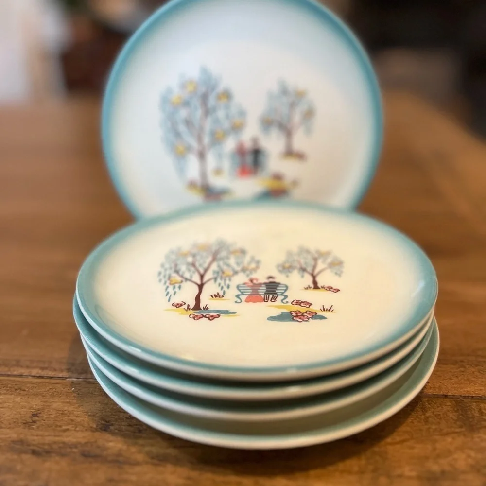 5 Vintage Brock of California Forever Yours Side/Salad MCM Plates 6 3/4”